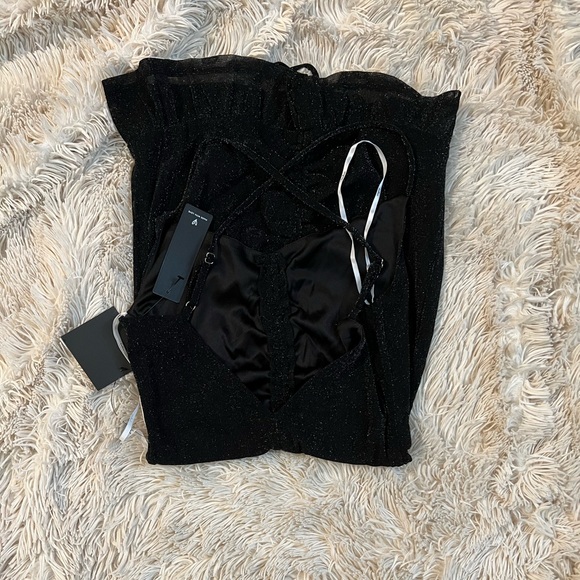 NWT Lulu’s Talk of the Party Black Ruched Bodycon Mini Dress - Picture 7 of 8